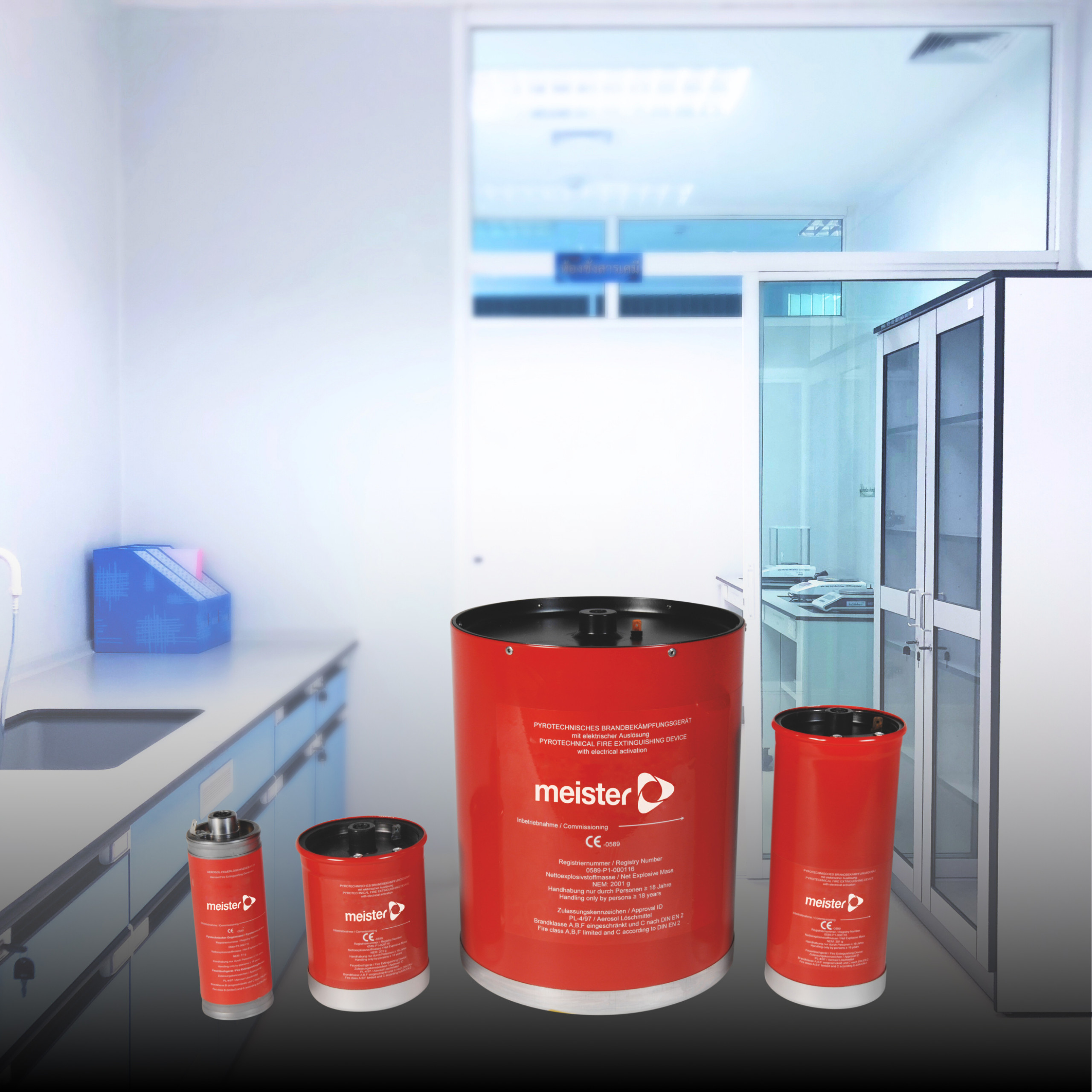 AeroPro / aerosol fire extinguishing system for hazardous material cabinets