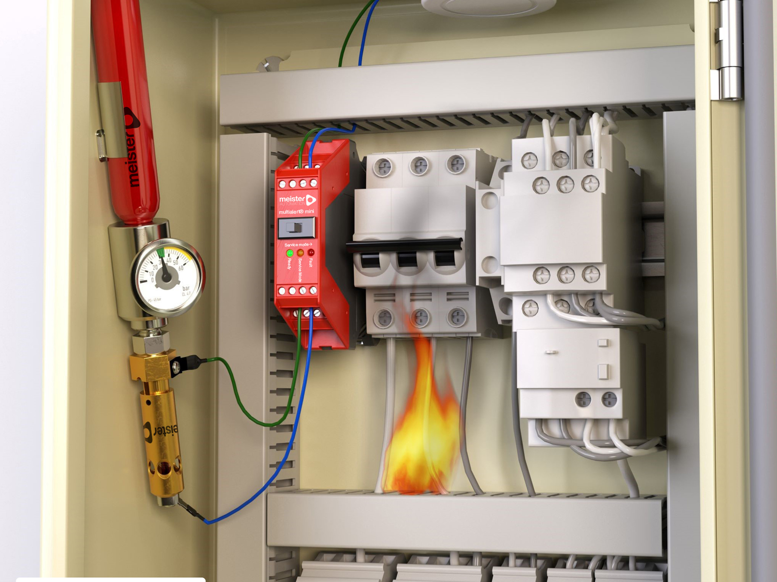 AMFE with Multialert Mini in the control cabinet