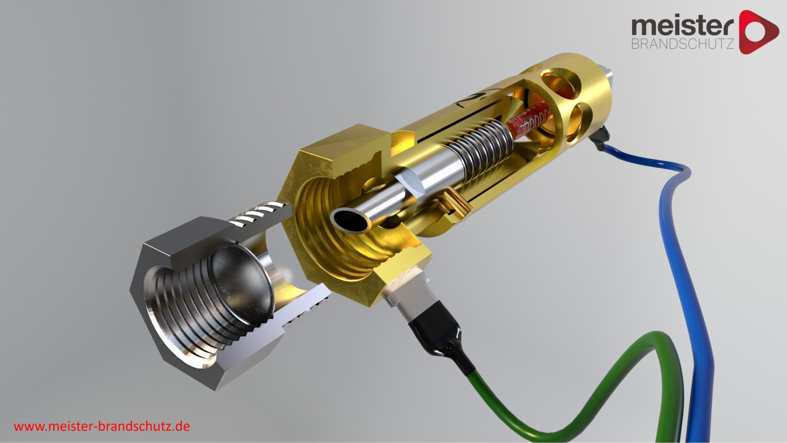 Sectional view of AMFE release head Meister fire protection